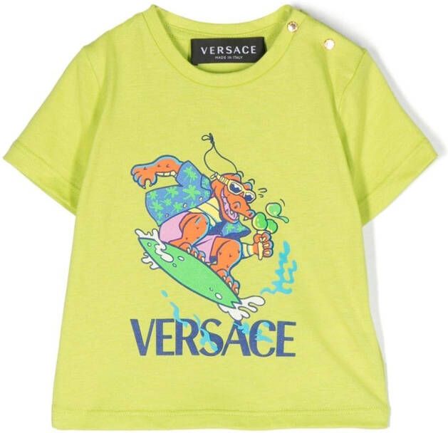 Versace Kids T-shirt met krokodillenprint Groen