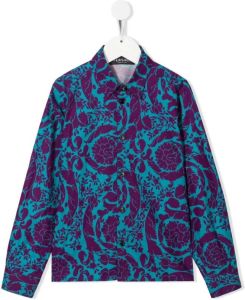 Versace Kids Shirt met bloe print Blauw