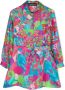 Versace Kids Zijden blousejurk met bloe print Blauw - Thumbnail 1