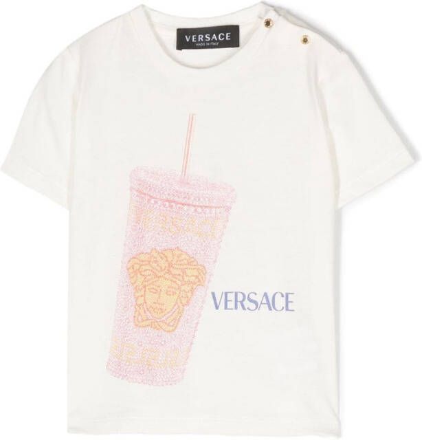 Versace Kids T-shirt verfraaid met print Wit