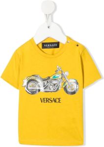Versace Kids T-shirt met grafische print Geel