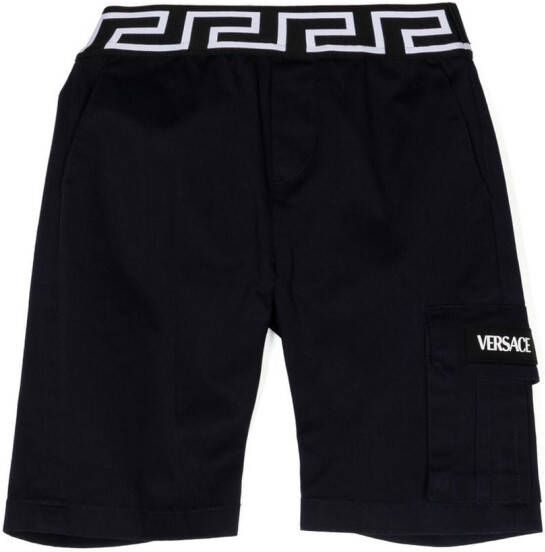 Versace Kids Shorts met Greca tailleband Blauw