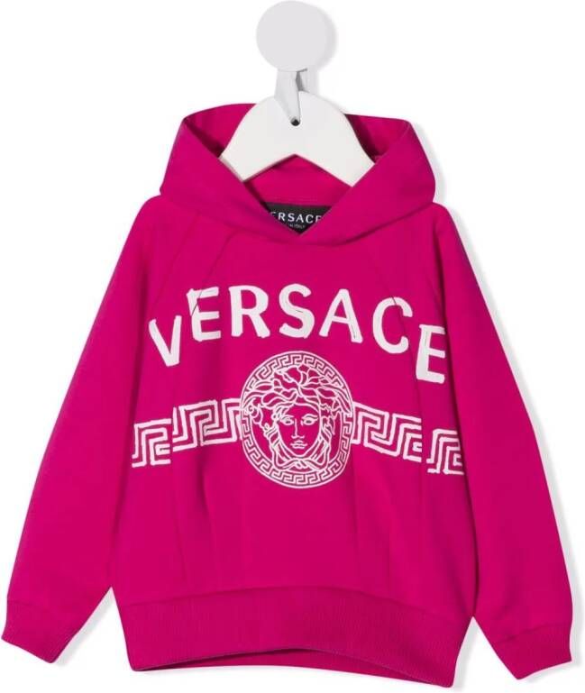 Versace Kids Hoodie met logoprint Roze
