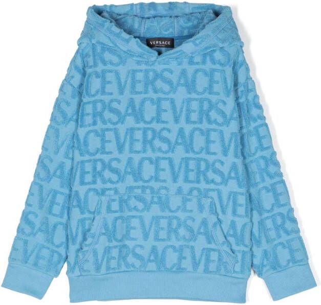 Versace Kids Badstof hoodie met print Blauw