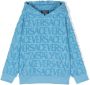 Versace Kids Badstof hoodie met print Blauw - Thumbnail 1