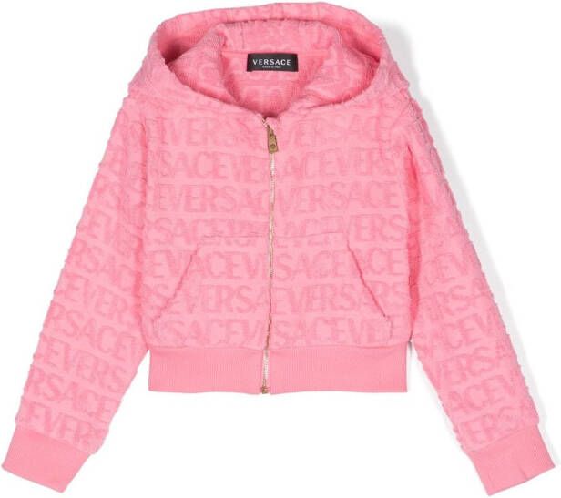Versace Kids Badstof hoodie met print Roze