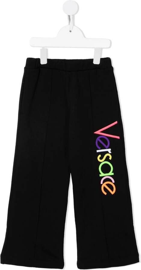 Versace Kids Joggingbroek met geborduurd logo Zwart