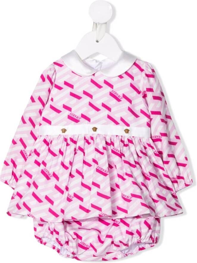 Versace Kids Jurk met geometrische print Roze