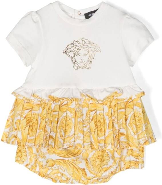 Versace Kids T-shirtjurk met Barocco Babyprint Wit