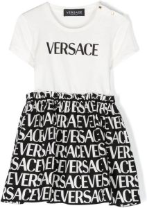 Versace Kids Jurk met logoprint Wit
