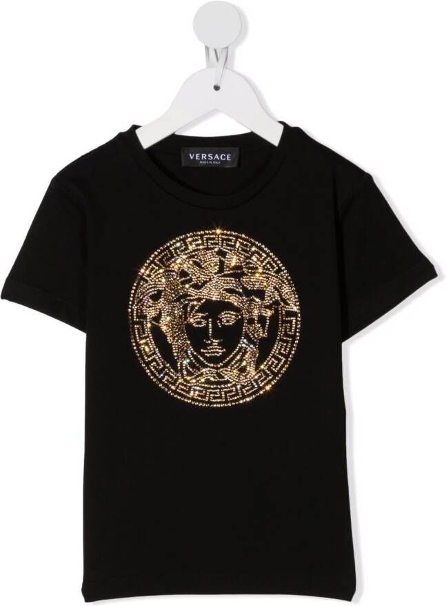 Versace Kids T-shirt verfraaid met kristallen Zwart