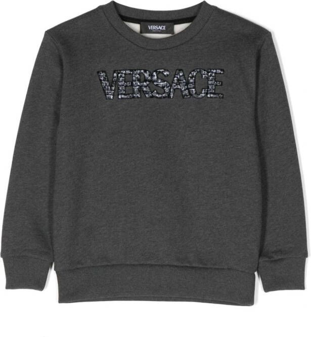 Versace Kids Sweater met logopatch Grijs