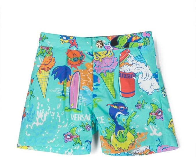 Versace Kids Shorts met logoprint Groen