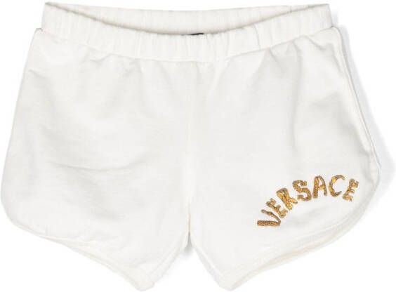 Versace Kids Shorts met geborduurd logo Wit
