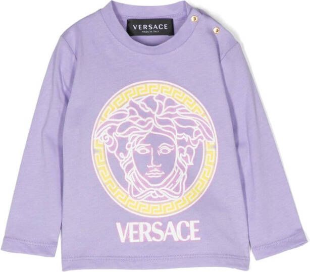 Versace Kids Sweater met logoprint Paars
