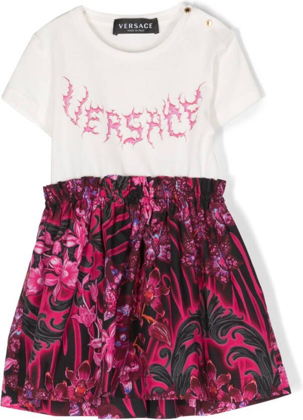 Versace Kids T-shirtjurk met logoprint Wit