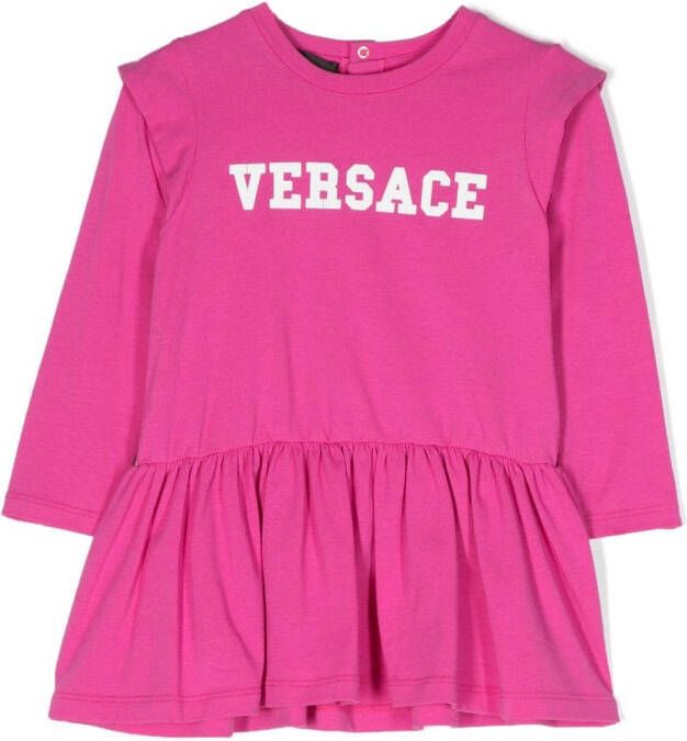Versace Kids Jurk met logoprint Roze