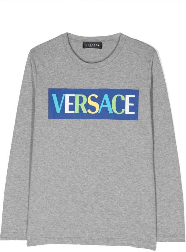 Versace Kids T-shirt met logoprint Grijs