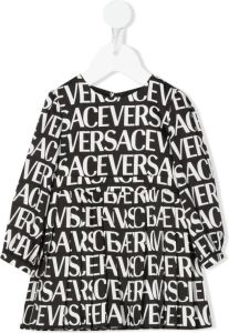 Versace Kids Jurk met logoprint Zwart