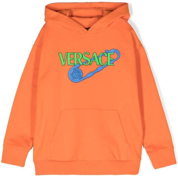 Versace Kids Hoodie met logoprint Oranje