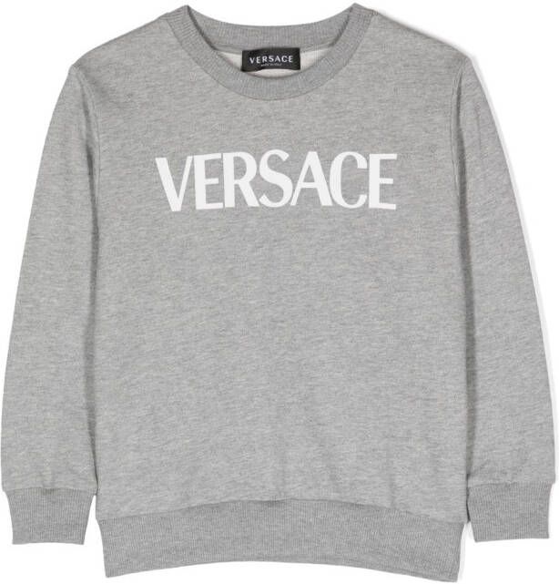 Versace Kids Katoenen sweater met logoprint Grijs