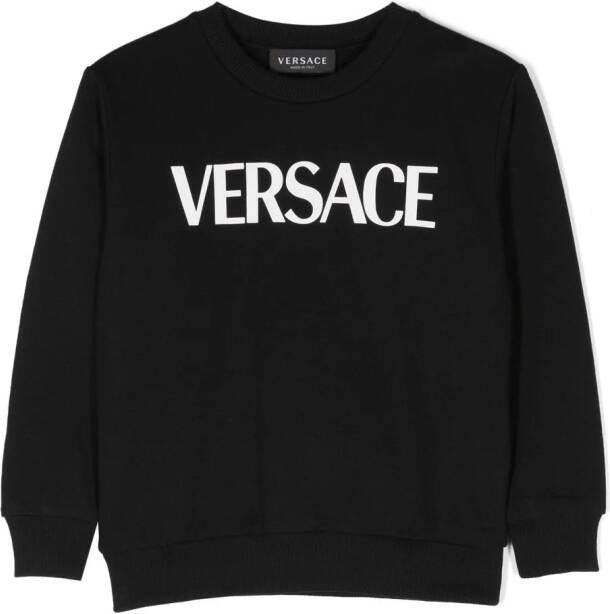 Versace Kids Katoenen sweater met logoprint Zwart