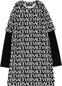 Versace Kids T-shirtjurk met logoprint Zwart