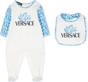 Versace Kids Romper en slabbetje met logoprint Wit