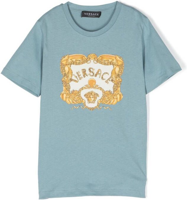 Versace Kids Katoenen T-shirt Blauw