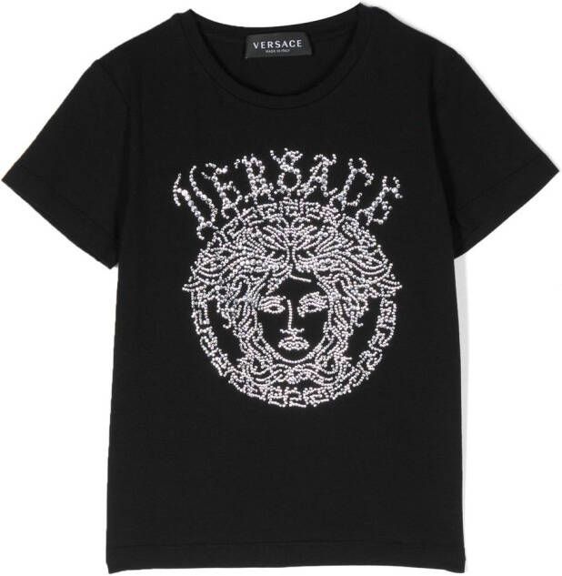 Versace Kids T-shirt met Medusa patroon Zwart