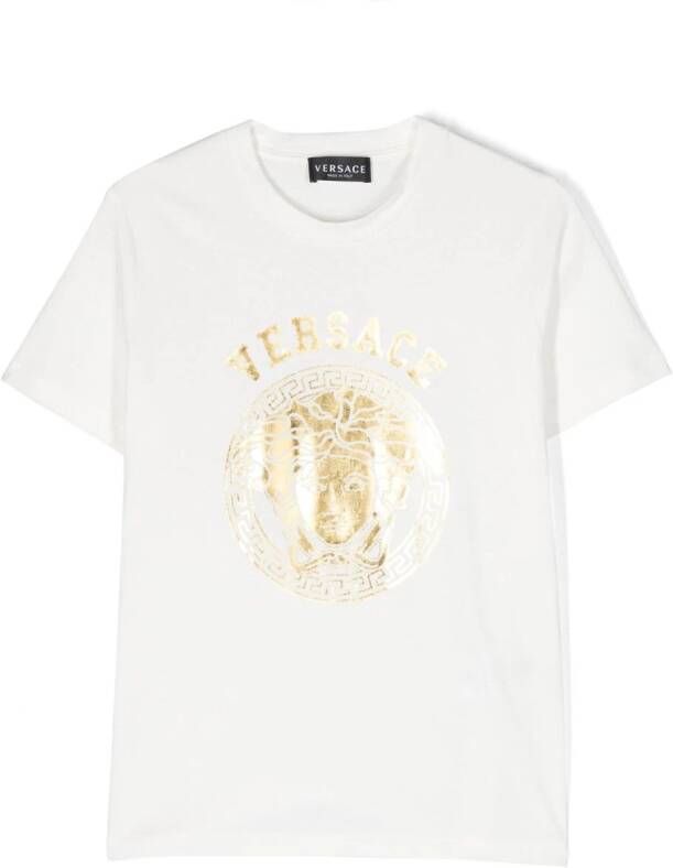 Versace Kids T-shirt van stretch-katoen Wit