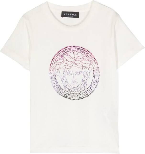 Versace Kids T-shirt verfraaid met kristallen Wit