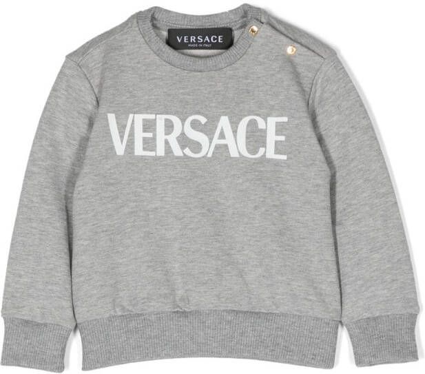 Versace Kids Sweater met logoprint Grijs