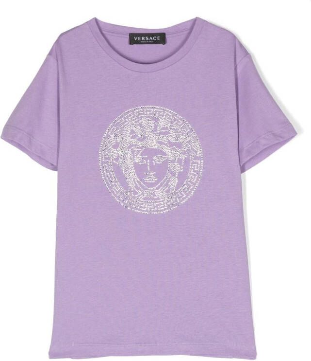 Versace Kids T-shirt met Medusa-patroon Paars