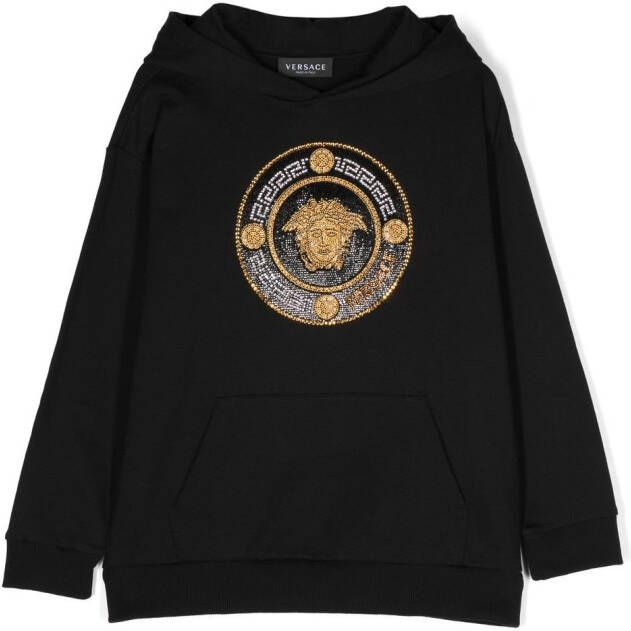 Versace Kids Medusa verfraaide hoodie Zwart