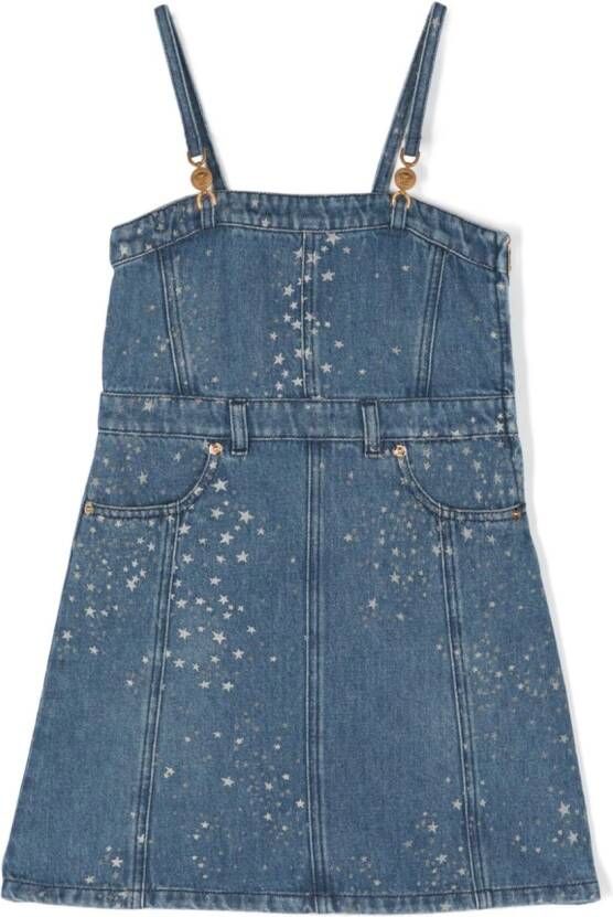 Versace Kids Midi-jurk met sterrenprint Blauw