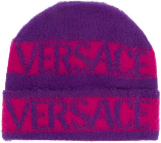 Versace Kids Muts met logoprint Paars