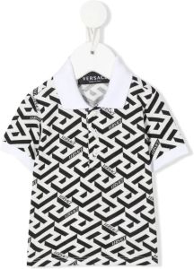 Versace Kids Poloshirt met grafische print Zwart