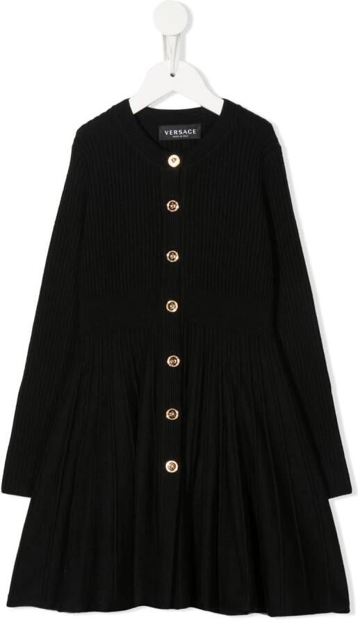 Versace Kids Ribgebreide jurk Zwart