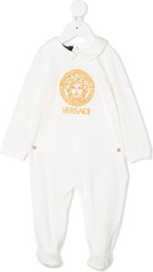 Versace Kids Romper met geborduurd logo Wit