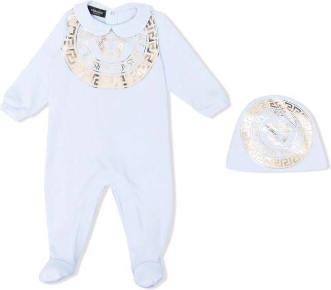 Versace Kids Romper met Greca print Blauw
