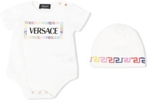 Versace Kids Romper set met Greca print Wit