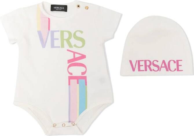Versace Kids Romper set met logoprint Wit
