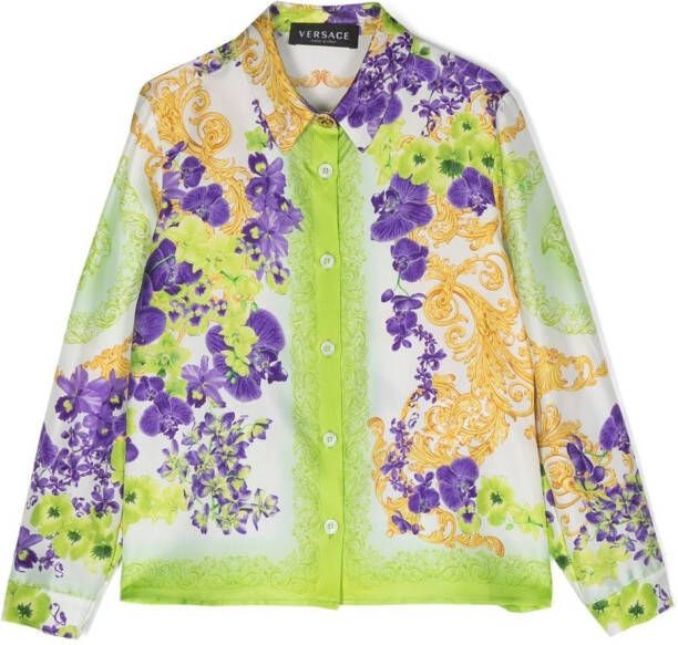 Versace Kids Shirt met bloemenprint Groen