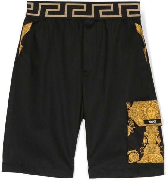 Versace Kids Shorts met barokprint Zwart
