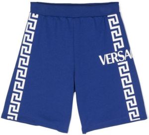 Versace Kids Shorts met Greca-print Blauw