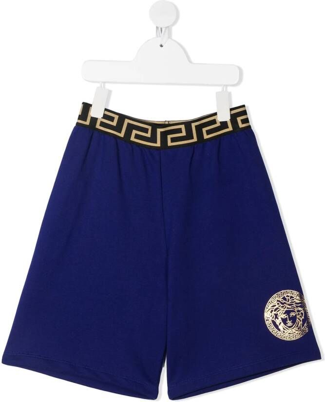 Versace Kids Shorts met logo Blauw