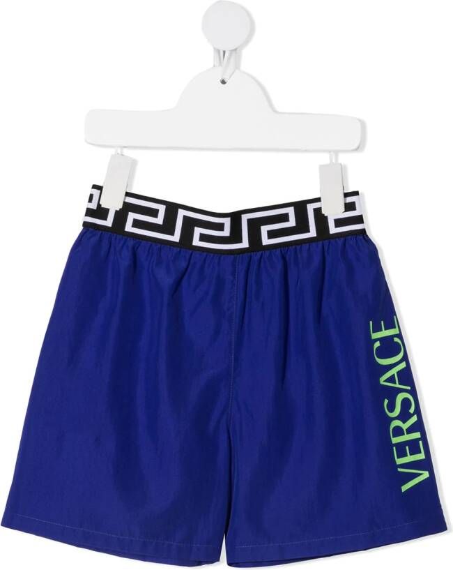 Versace Kids Shorts met logoprint Blauw