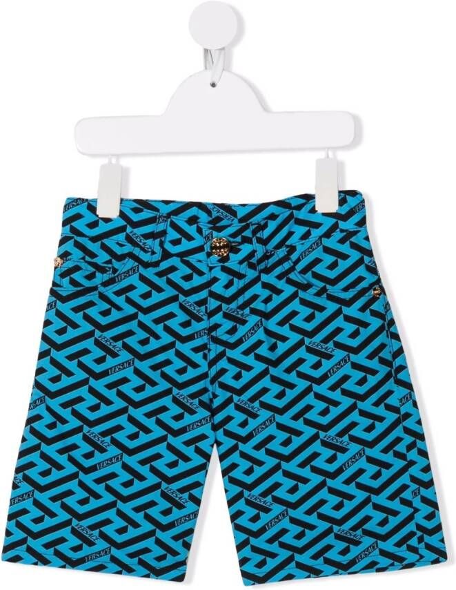 Versace Kids Shorts met print Blauw