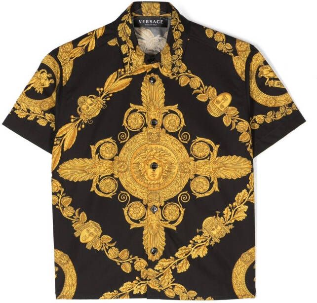 Versace Kids Shirt met barokprint Zwart